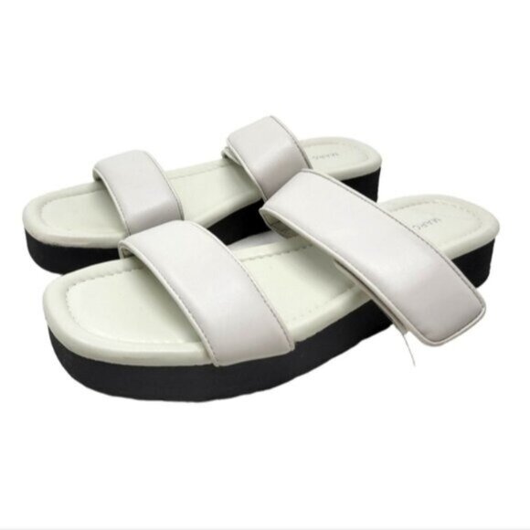 Marc Fisher | Double Strap Cushioned Kina Round Toe Platform Sandals White Gray - Picture 1 of 11